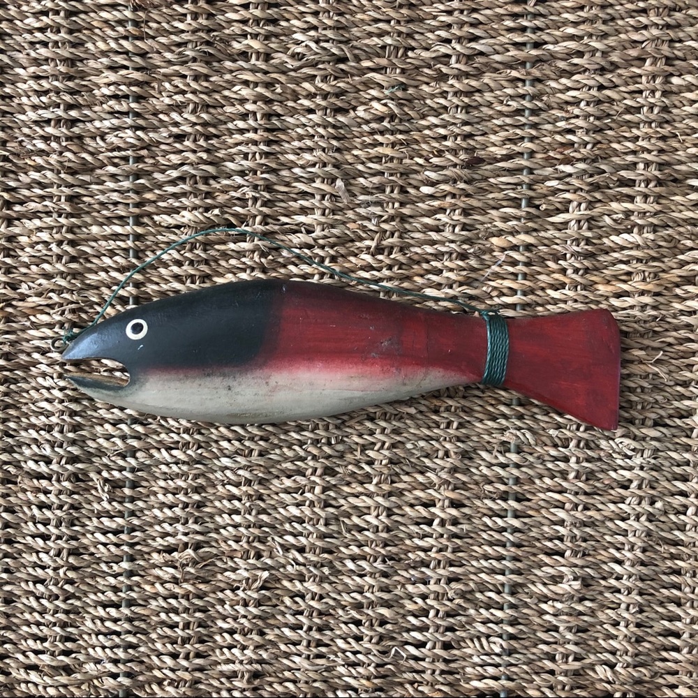 Nautical Wood Salmon Painted Fish Coastal Decor
